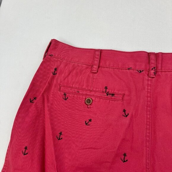 Izod Saltwater Men’s Anchor Print Khaki Shorts Coral/Black Size 42 Waist - Picture 6 of 11
